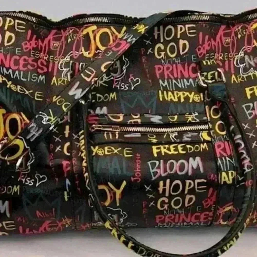 LUXURY NWOT ALBA Women's Graffiti Print Multicolor Large Duffle Bag​